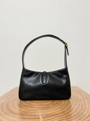 LE 5 À 7 BAG 24 BLACK GLOSSY CALFSKIN HOBO