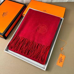 DOUBLE-FACE SCARF 200 CM IN CRIMSON RED CASHMERE