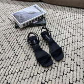 PRA TRIANGLE HEEL SATIN SANDALS BLACK