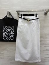 Loewe 25 Belt Skirt White Cotton