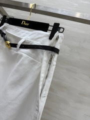 Loewe 25 Belt Skirt White Cotton