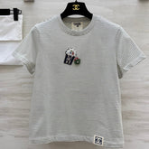 CC Beaded T-shirt Gray White Cotton