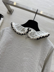 CC Vertical Striped T-shirt Gray Cotton