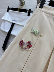 CC Pastoral Style Butterfly Skirt Beige Cotton