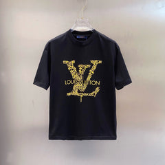 LV BLACK COTTON T-SHIRT YELLOW LOGO 238821
