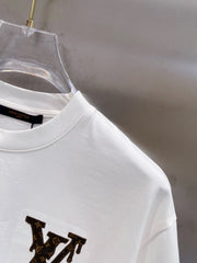 LV EMBROIDERED LOGO T-SHIRT IN WHITE COTTON 238831