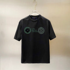 LV BLACK COTTON T-SHIRT GREEN LOGO PRINT 238842
