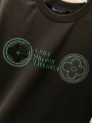 LV BLACK COTTON T-SHIRT GREEN LOGO PRINT 238842