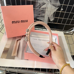 SILK HAIRBAND ATTACHED CRYSTAL LOGO LIGHT PINK 196476