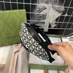 HEADBAND IN WHITE MIX BLACK CANVAS AND CALFSKIN 391715