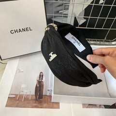 BLACK SILK AND FABRIC HAIRBAND 410877