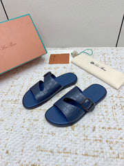 SANDALS IN CLASSIC BLUE SNAKE EMBOSSED CALFSKIN