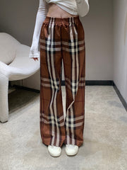 BURBERRY 25S PLAID STRAIGHT-LEG PANTS 092