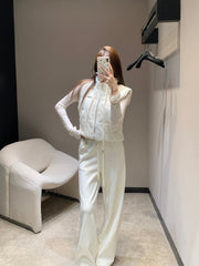 CHANEL 25S KNIT BLAZER AND DRAWSTRING PANTS SET 388