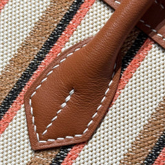 BIRKIN SHOULDER 29 IN GOLD CALFSKIN ÉCRU/BEIGE/FAUVE/ROSE POP/NOIR EMBROIDERY CANVAS