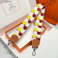 25S HERMES SHOULDER STRAP POLKA DOT 85 IN CANVAS