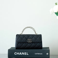 CHANEL 25S KELLY IN BLACK LAMBSKIN WITH GOLD HARDWARE