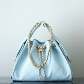 CHANEL 25S HOBO BAG 30 CM IN PASTEL BLUE LAMBSKIN WITH GOLD HARDWARE