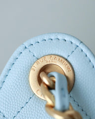 CHANEL 25S HOBO BAG 30 CM IN PASTEL BLUE LAMBSKIN WITH GOLD HARDWARE