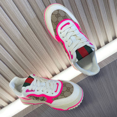 GG Retro Sneakers for Couples White Shocking Pink