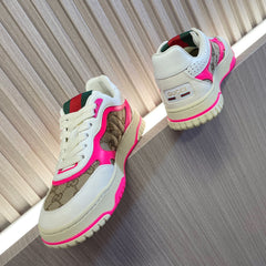 GG Retro Sneakers for Couples White Shocking Pink