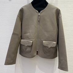 HERMES 25S SHORT LEATHER JACKET 059