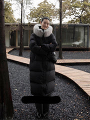 MAX MARA 25S LONG DOWN COAT WITH FOX FUR COLLAR 176