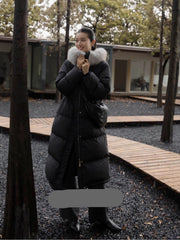 MAX MARA 25S LONG DOWN COAT WITH FOX FUR COLLAR 176