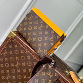 GASTON WEARABLE WALLET 18 IN BROWN MONOGRAM CANVAS MIX YELLOW CALFSKIN