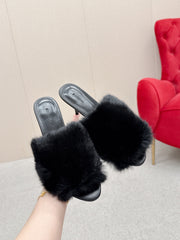 BALENCIAGA 25S HIGH HEEL SANDALS 65 MM IN BLACK LAMBSKIN AND FUR