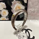 SILK THICK HEADBAND DARK BEIGE FLOWER PRINT 239960