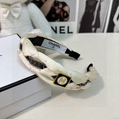 WHITE FABRIC HAIRBAND WITH CRYSTAL 412474