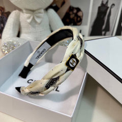 WHITE FABRIC HAIRBAND WITH CRYSTAL 412474