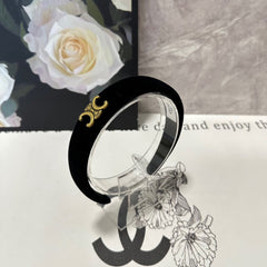 BLACK VELVET HAIRBAND WITH GOLD LOGO 423596