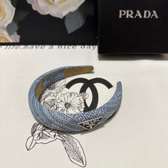 THICK HEADBAND IN BLUE MIX WHITE KNITTED FABRIC 432807