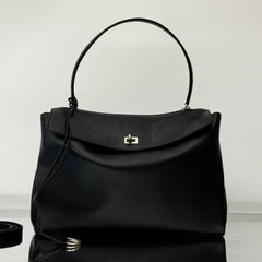 RODEO LARGE BAG 40 IN BLACK SMOOTH CALFSKIN SILVER HARDWARE