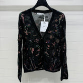 DIOR KNITTED V-NECK FLORAL EMBROIDERED CARDIGAN 276698