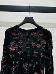 DIOR FLORAL EMBROIDERED KNITTED LONG-SLEEVE TOP 276695