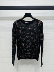 DIOR FLORAL EMBROIDERED KNITTED LONG-SLEEVE TOP 276695