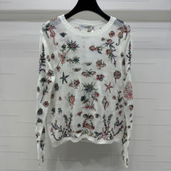 DIOR FLORAL EMBROIDERED KNITTED LONG-SLEEVE TOP 276696