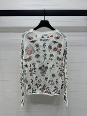 DIOR FLORAL EMBROIDERED KNITTED LONG-SLEEVE TOP 276696