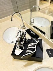 SL JERRY HEELED SANDALS WHITE SATIN