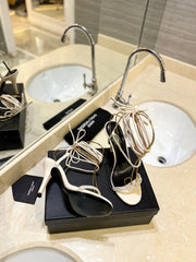 SL PEARL HIGH HEEL SANDALS CREAM CALFSKIN