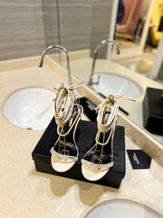 SL PEARL HIGH HEEL SANDALS CREAM CALFSKIN