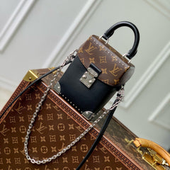 CAMERA BOX VIVE BAG 17 IN BLACK MONOGRAM CALFSKIN SILVER-TONE METALLIC