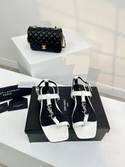 SL CASSANDRA ONE SANDAL FLAT WHITE CALFSKIN