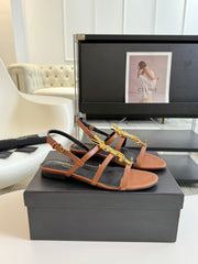 SL CASSANDRA TRIPLE SANDAL FLAT CIDER CALFSKIN