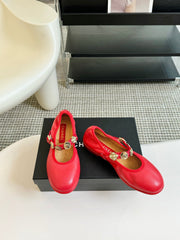 MARY JANE SHOES ROSE RED SHEEPSKIN