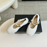 MARY JANE SHOES WHITE WOOL TWEED