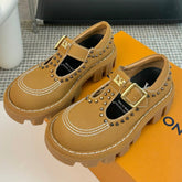 LV CHECKER MARY JANE IN PEANUT BROWN CALFSKIN